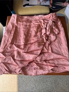 Mustard Seed Dusty Rose Tie-Waist Ruffle Mini Skirt